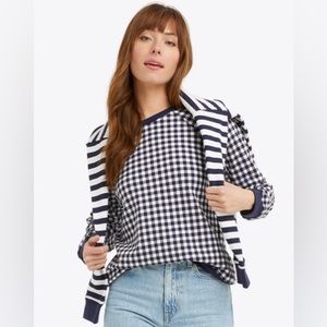 Draper James Natalie Sweatshirt in Navy Gingham